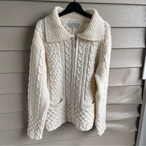 Blarney Aran Originals Womens Cable Knit Cardigan Full Zipper Natural Medium
